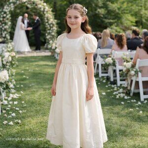 Strasburg Ivory Dupioni Silk Dress Flower Girl Special Occasion Size 14/16 NWOT